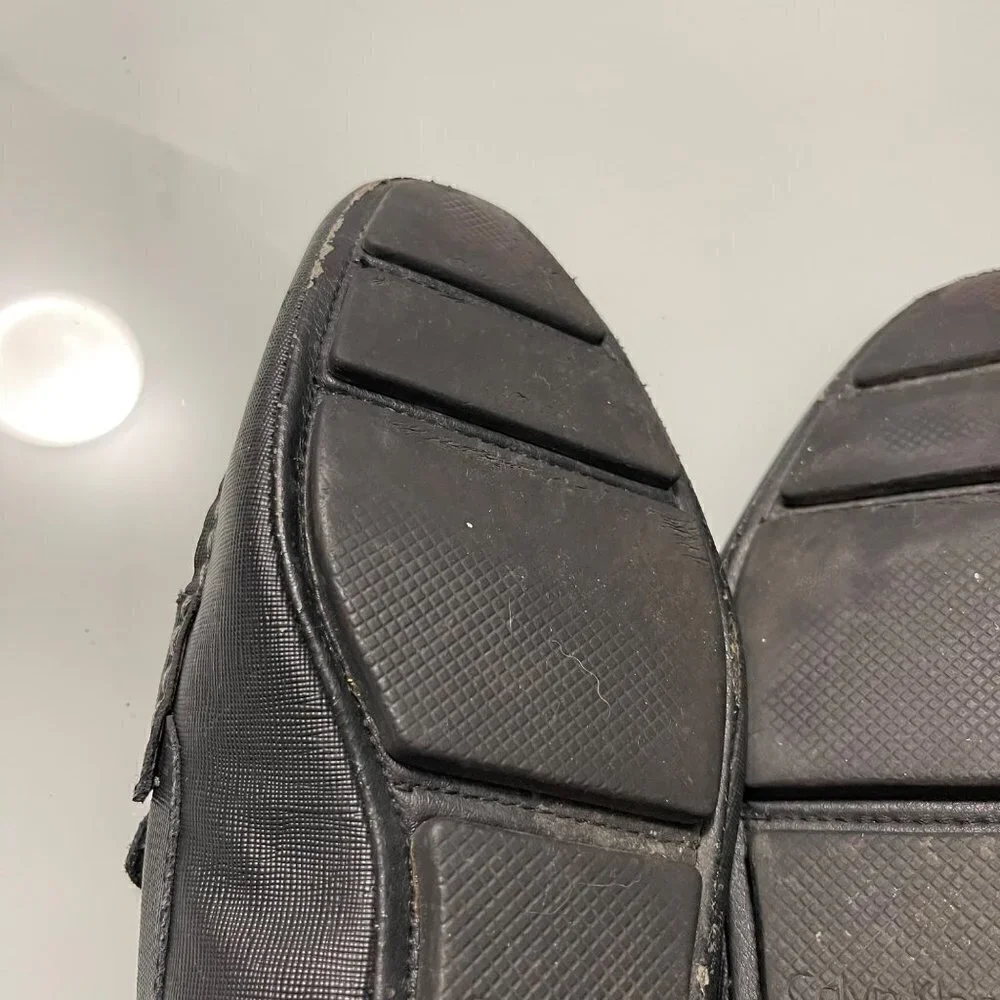 Calvin Klein Mens Black Magnus Logo Metal Bit Driving Loafer Shoes Size 10